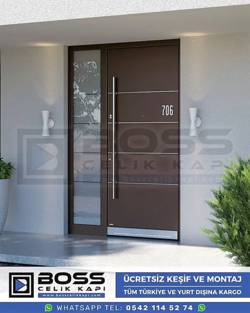Kompozit Villa Kapısı Modelleri Dış Etkenlere Dayanıklı Çelik Kapı Villa Kapıları Boss Çelik Kapı 12