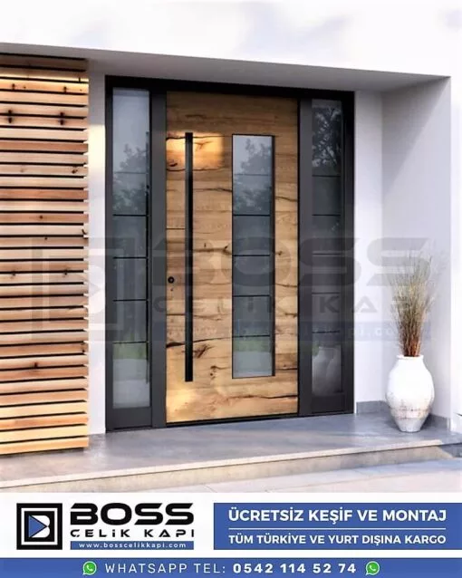 Kompozit Villa Kapısı Modelleri Dış Etkenlere Dayanıklı Çelik Kapı Villa Kapıları Boss Çelik Kapı