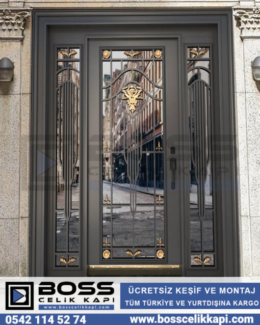 Modern Antrasit Villa Kapısı Çelik Kapı Boss Çelik Kapı