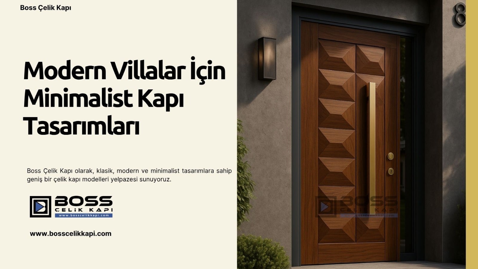 Modern Villalar İçin Minimalist Kapı Tasarımları 2 Boss Çelik Kapı