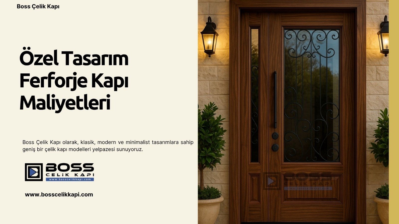 Özel Tasarım Ferforje Kapı Maliyetleri 2 Boss Çelik Kapı