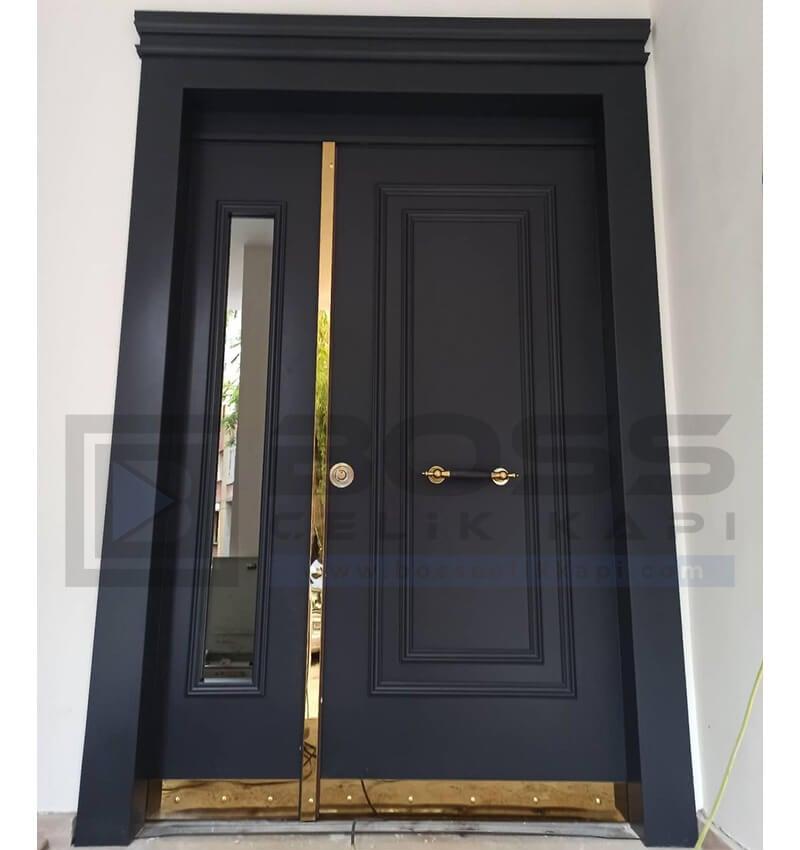 Altın Paslanmaz Detaylı Antrasit Villa Kapısı 238