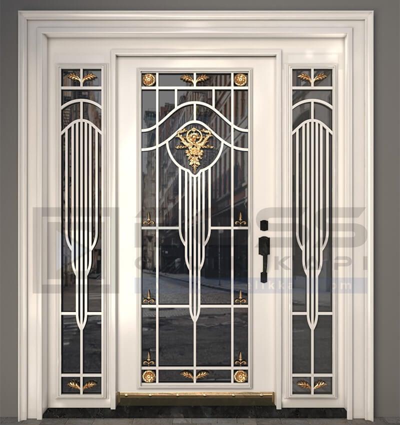 Ferforjeli Camlı Beyaz Villa Kapısı Modelleri 243