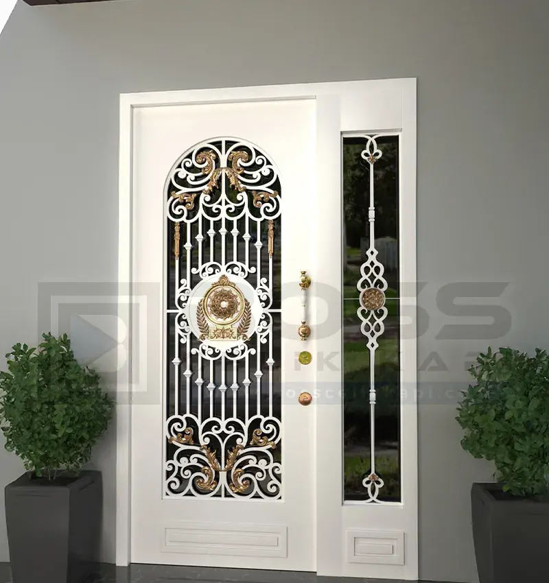 Beyaz Ferforjeli Compact Villa Kapısı Heidelberg