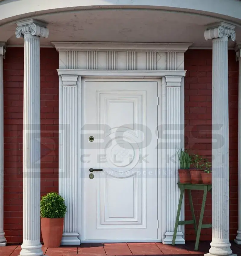 Beyaz Sütunlu Villa Kapısı Gabriel