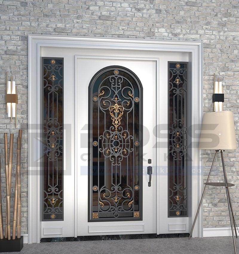 Ferforje Villa Kapısı Gold Beyaz