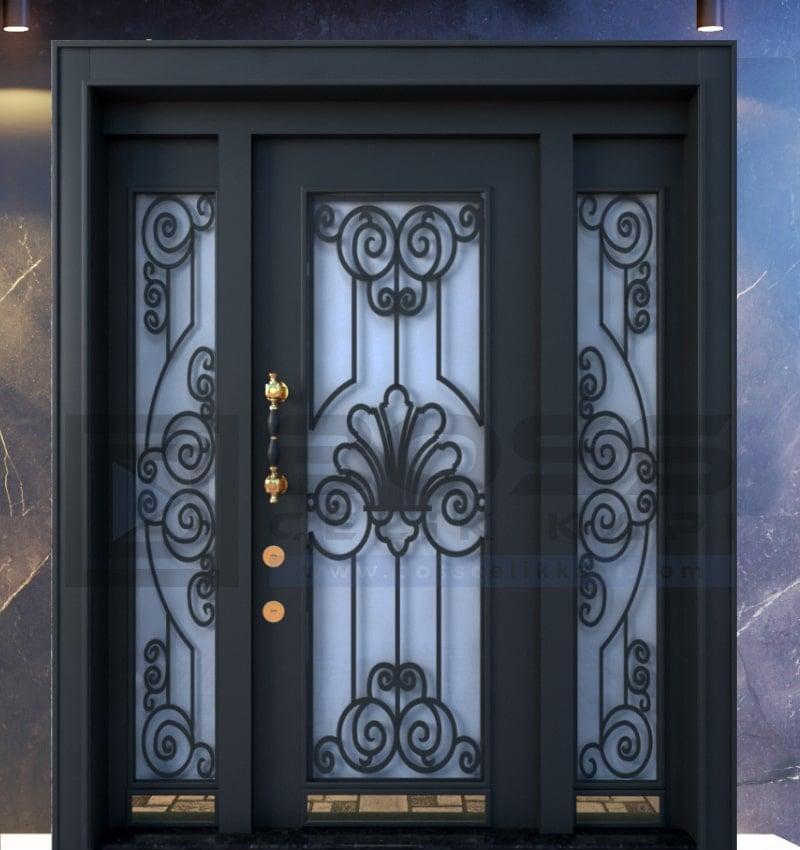 Beyaz Camlı Ferforjeli Kompozit Villa Kapısı