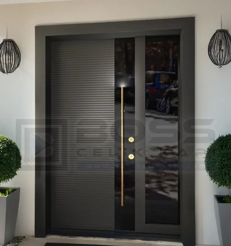 Ledli Siyah Villa Kapısı Infinity