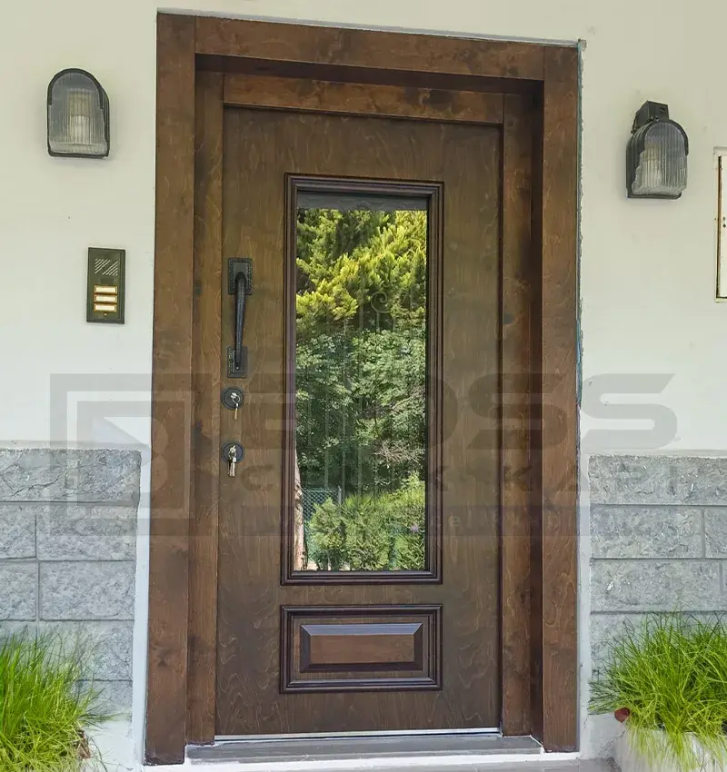 Ahşap Camlı Çelik Villa Kapısı