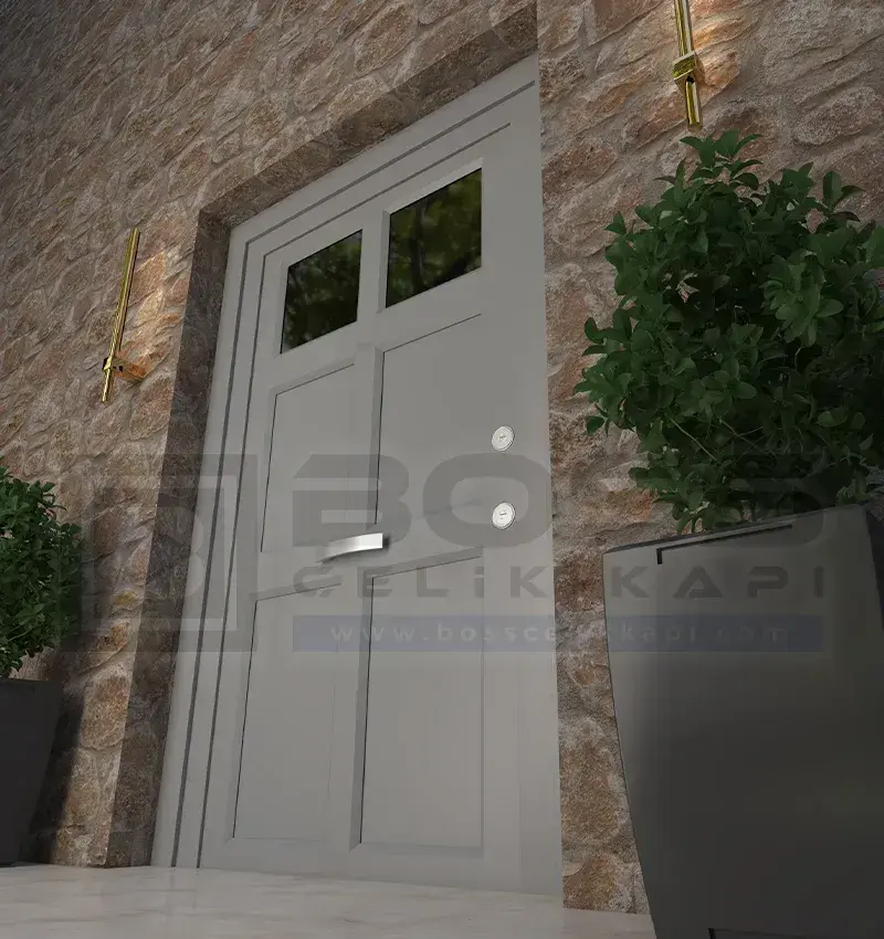 Açık Gri Çelik Villa Kapısı