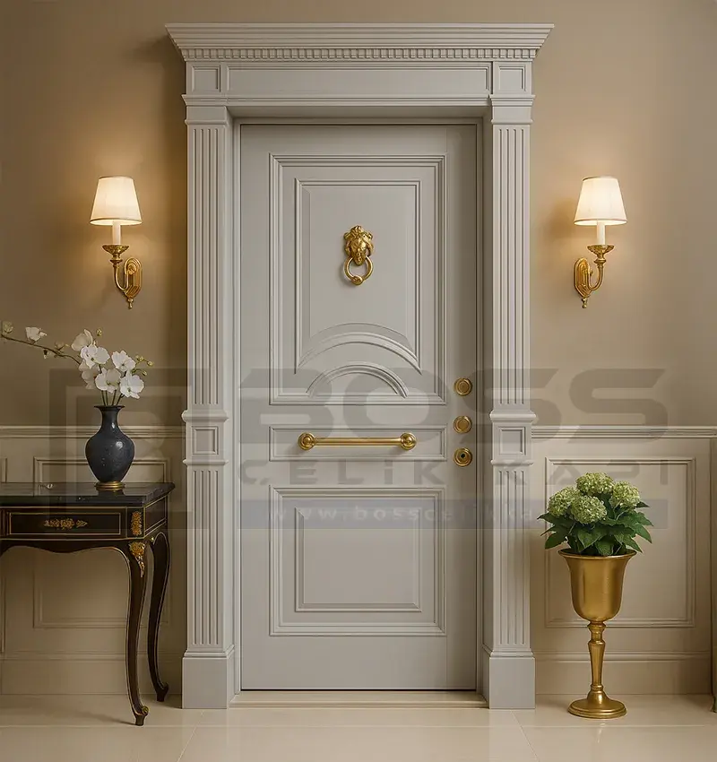 Gri Klasik Çelik Kapı Rita