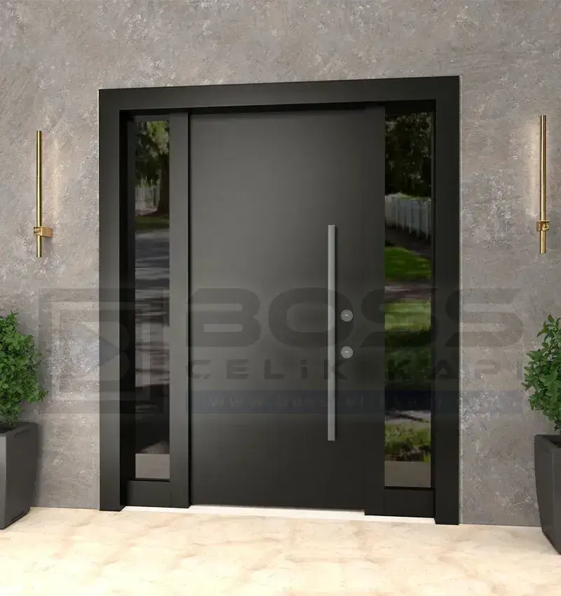 Kompozit Siyah Tek Renk Villa Kapısı