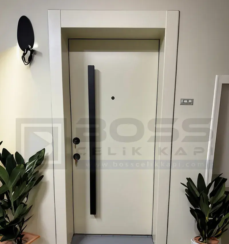 Krem Rengi Çelik Kapı Pro