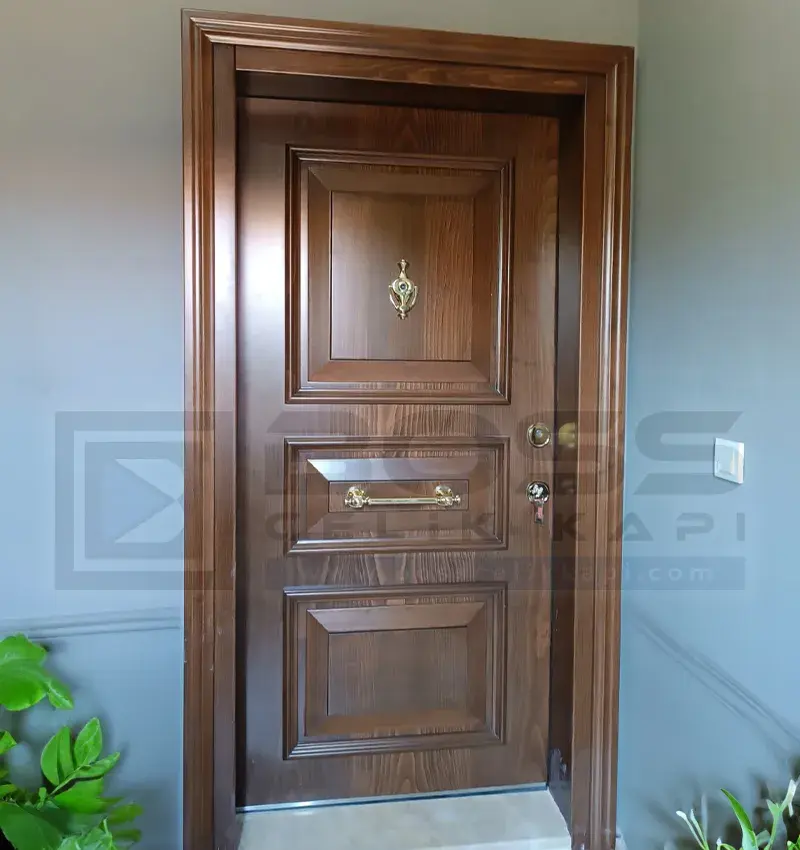 Masif Ahşap Kaplama Çelik Kapı