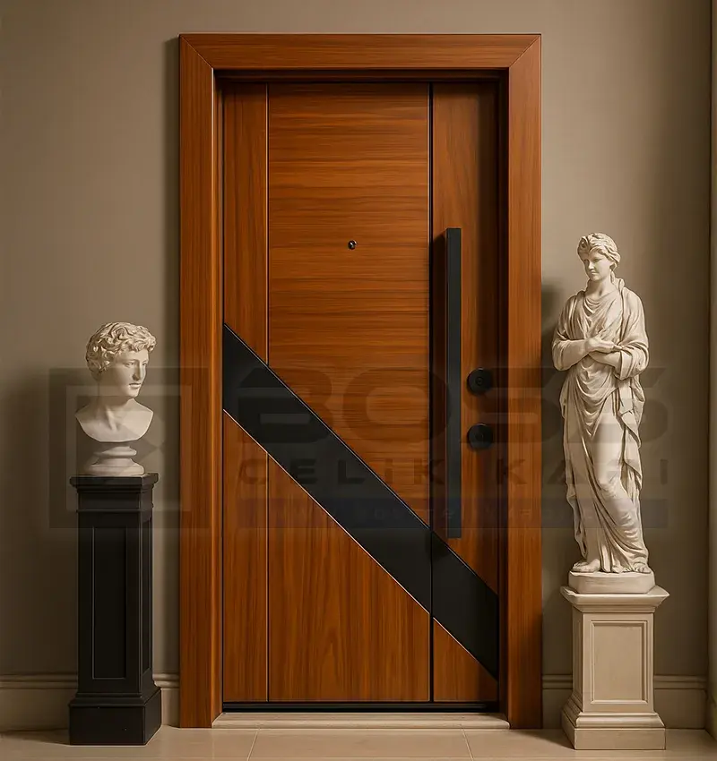 Meşe Antrasit Çelik Kapı Pisagor