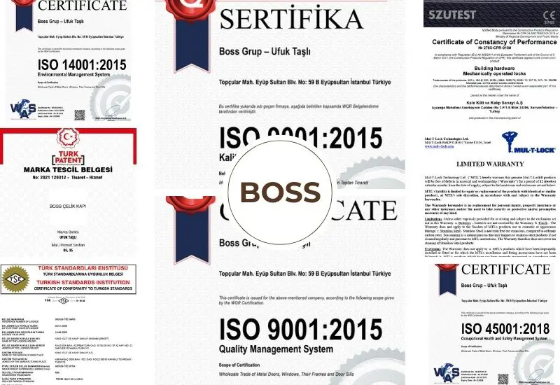 Boss Polad Qapi Iso 9001 Iso 14001 Iso 45001 Sertifikatlari