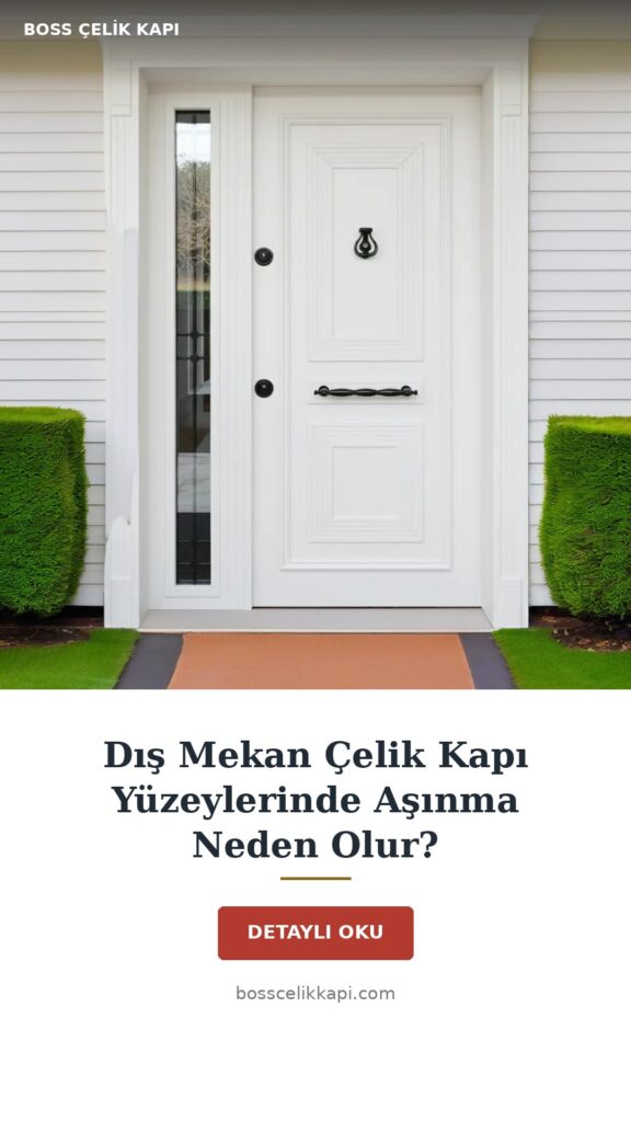 Dış Mekan Beyaz Villa Kapısı Temizliğinde Yüzey Aşınmasını Önleyen Yöntemler 1 Dış Mekan Çelik Kapı Yüzeylerinde Aşınma Neden Olur? — Boss Çelik Kapı