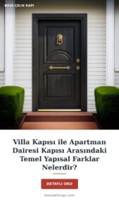 Villa Kapısı Ile Apartman Dairesi Kapısı Arasındaki Temel Yapısal Farklar Nelerdir? — Boss Çelik Kapı