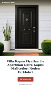 Villa Kapısı Fiyatları Ile Apartman Daire Kapısı Maliyetleri Neden Farklıdır? — Boss Çelik Kapı