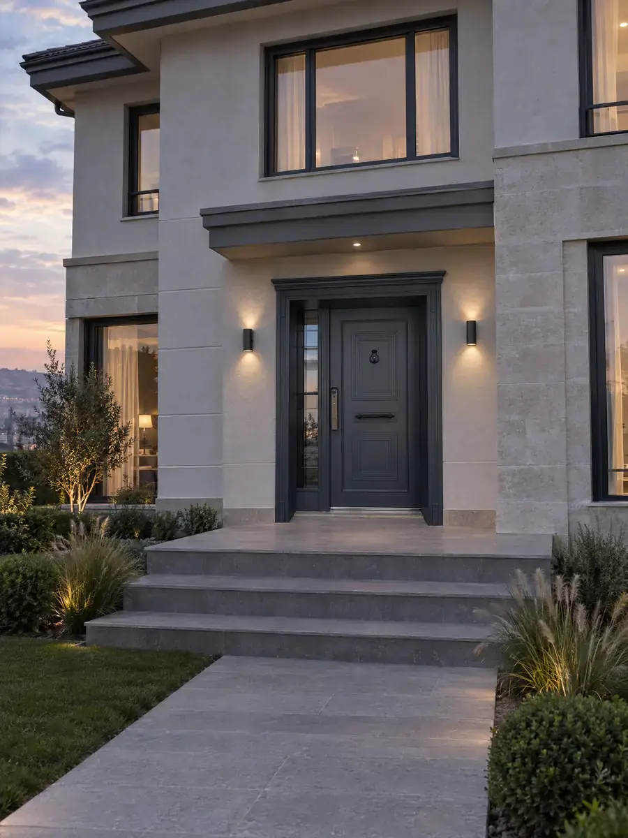 Antrasit Lake Villa Kapısı Valen 5 Antrasit Lake Villa Kapısı Valen, Villa Cephesinde Akşam
